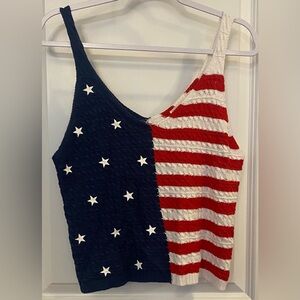 Moon & Madison Sweater Tank Size L American Flag Knit